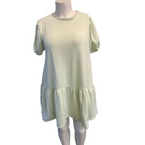 Boohoo Peplum Hem Mini Smock Dress Fog Green US 10 New With Tags AGG54215